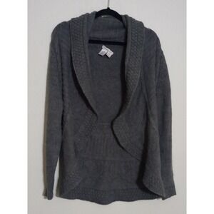 Coldwater Creek Gray Wool Blend Shawl Collar Open Front Cardigan Sweater 1X